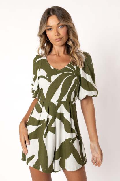 Matilda Romper - Olive Palm-Sunny Prom