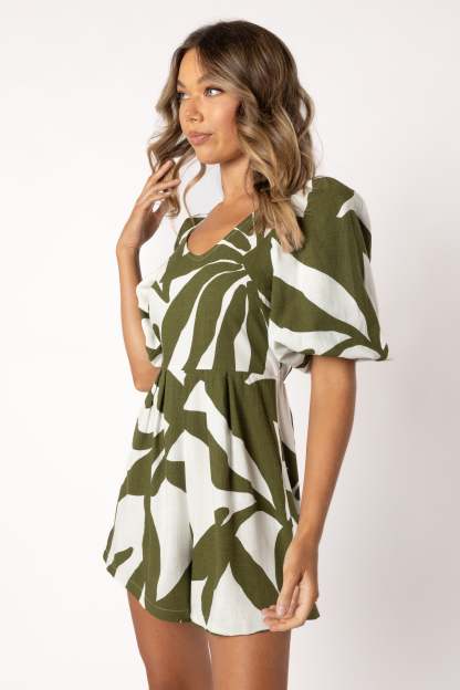 Matilda Romper - Olive Palm-Sunny Prom