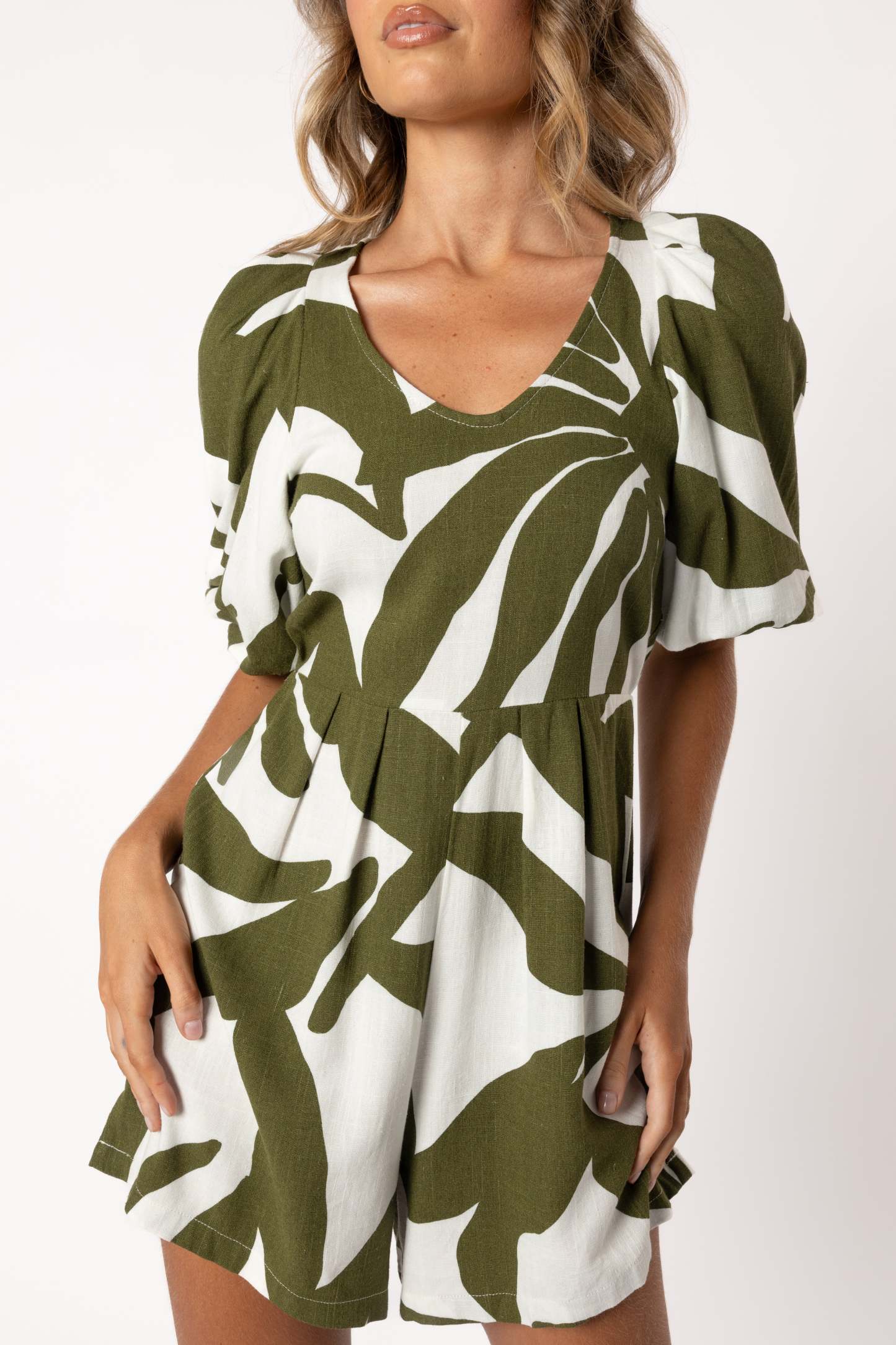 Matilda Romper - Olive Palm-Sunny Prom