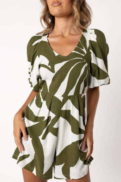 Matilda Romper - Olive Palm-Sunny Prom