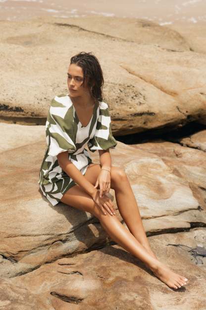 Matilda Romper - Olive Palm-Sunny Prom