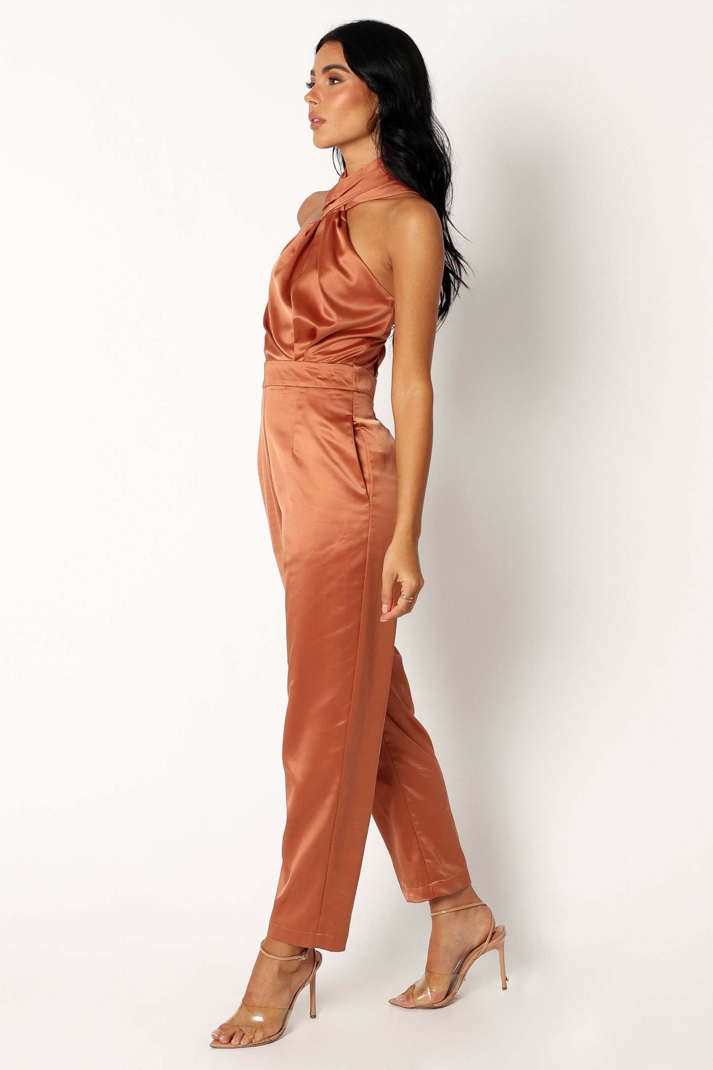 Maya Halter Jumpsuit - Brown-Sunny Prom