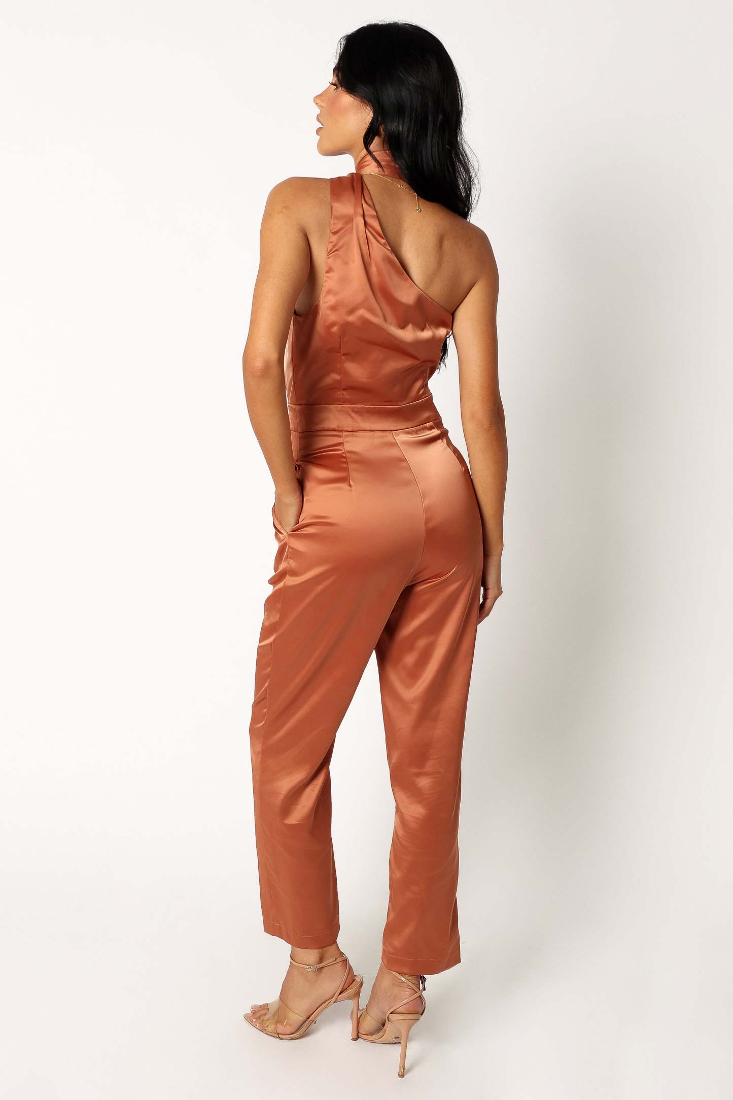 Maya Halter Jumpsuit - Brown-Sunny Prom