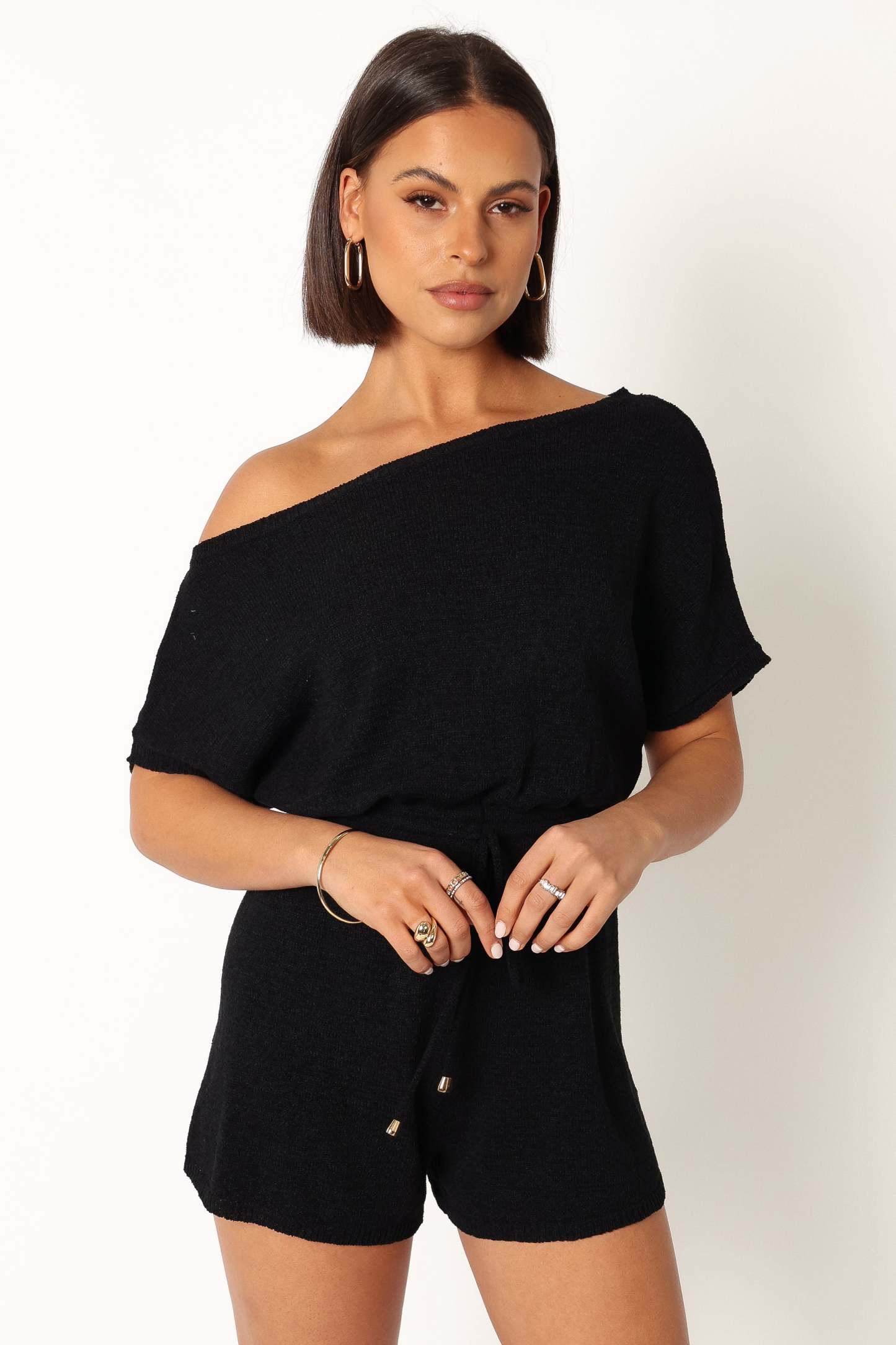 Miami Knit Romper - Black-Sunny Prom