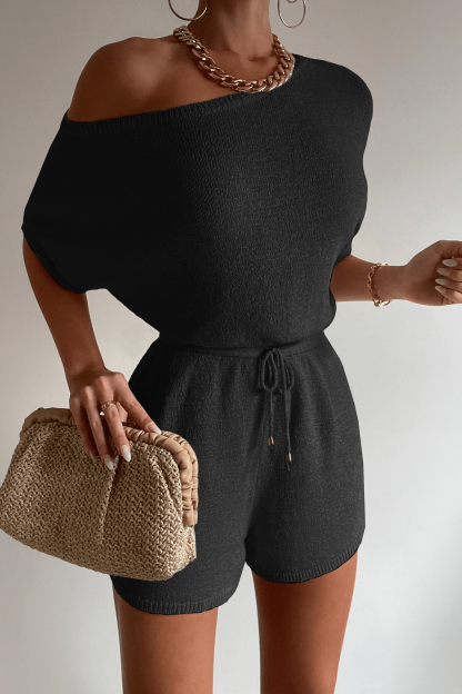 Miami Knit Romper - Black-Sunny Prom