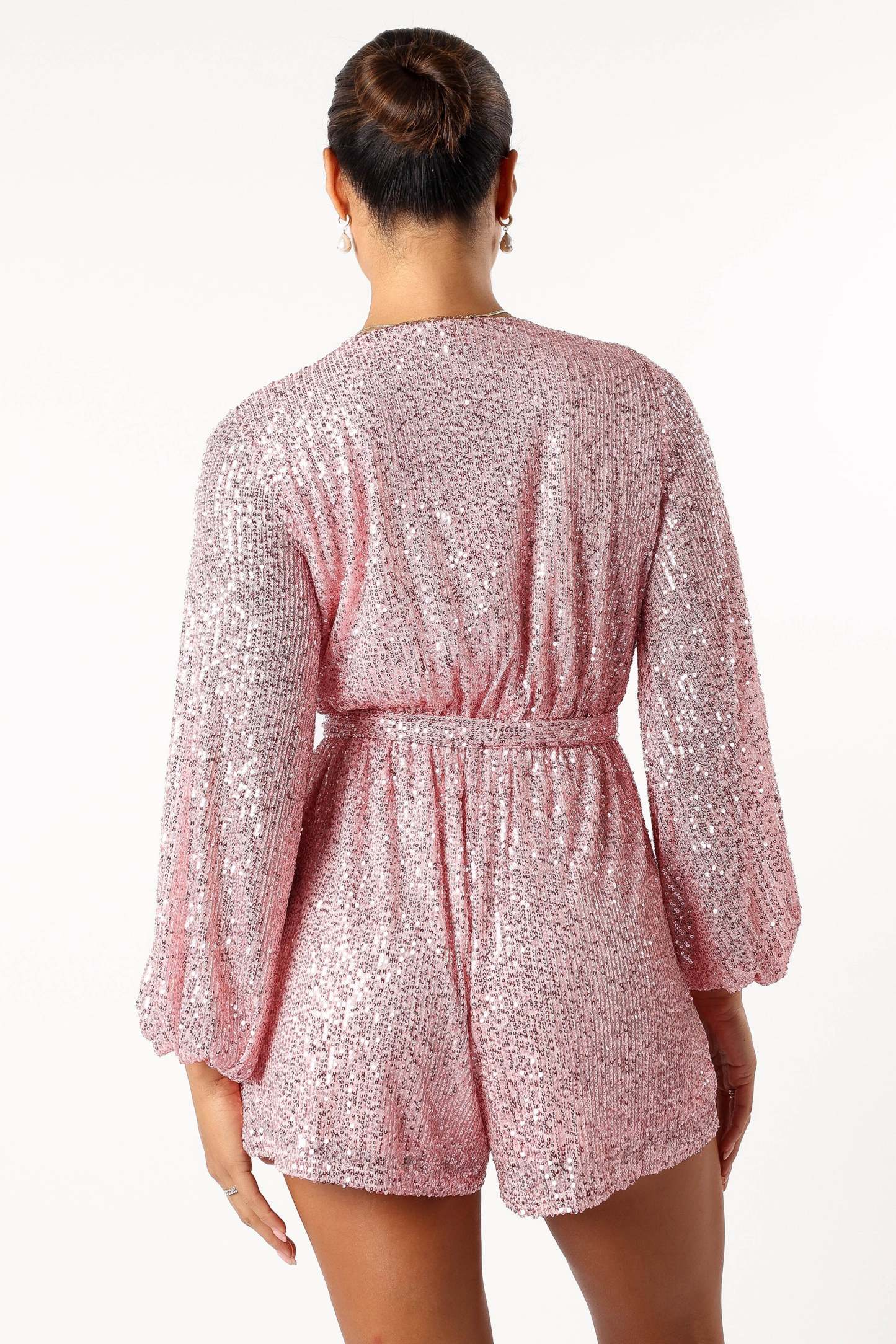 Monica Sequin Romper - Pink-Sunny Prom