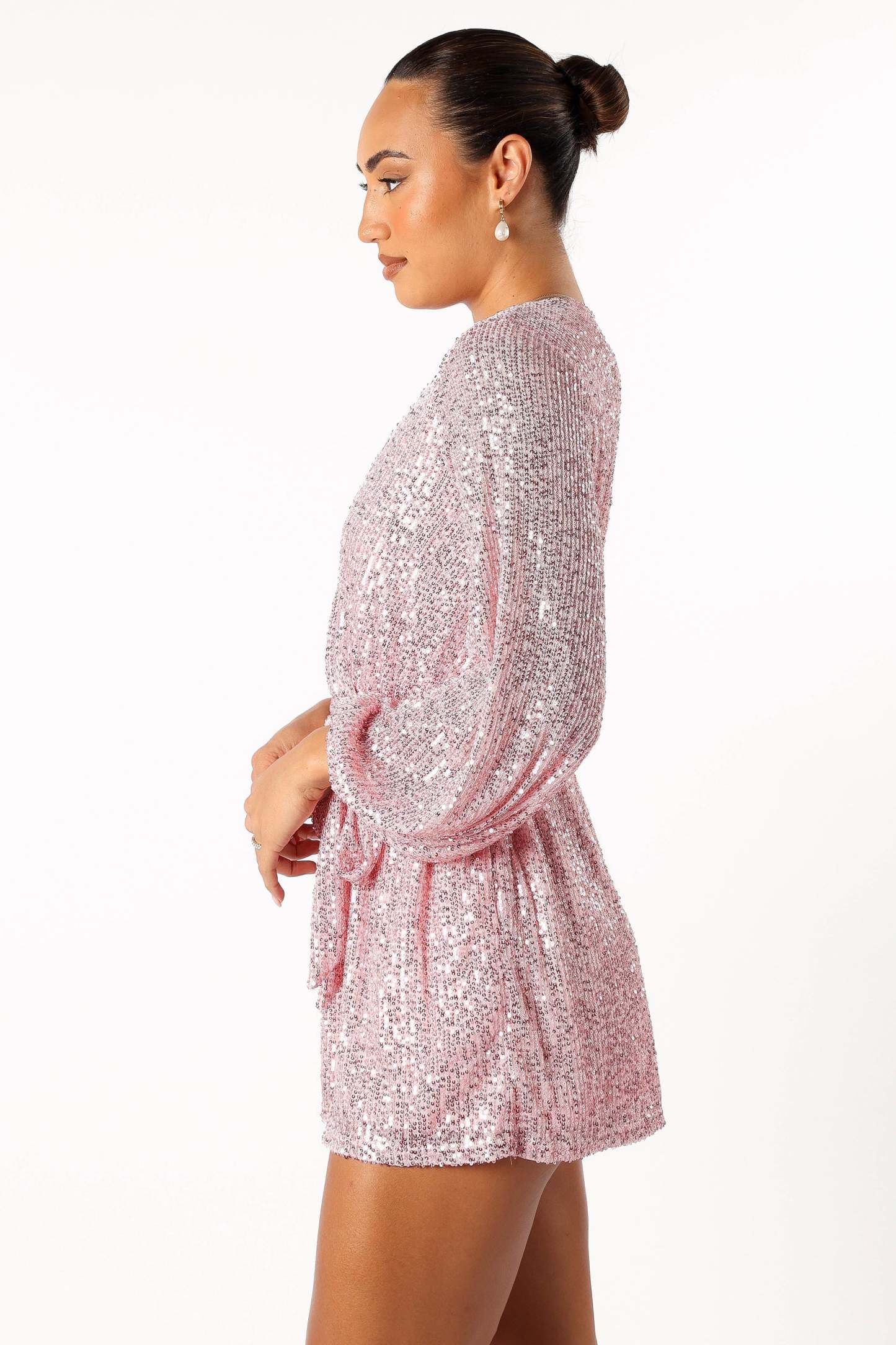 Monica Sequin Romper - Pink-Sunny Prom