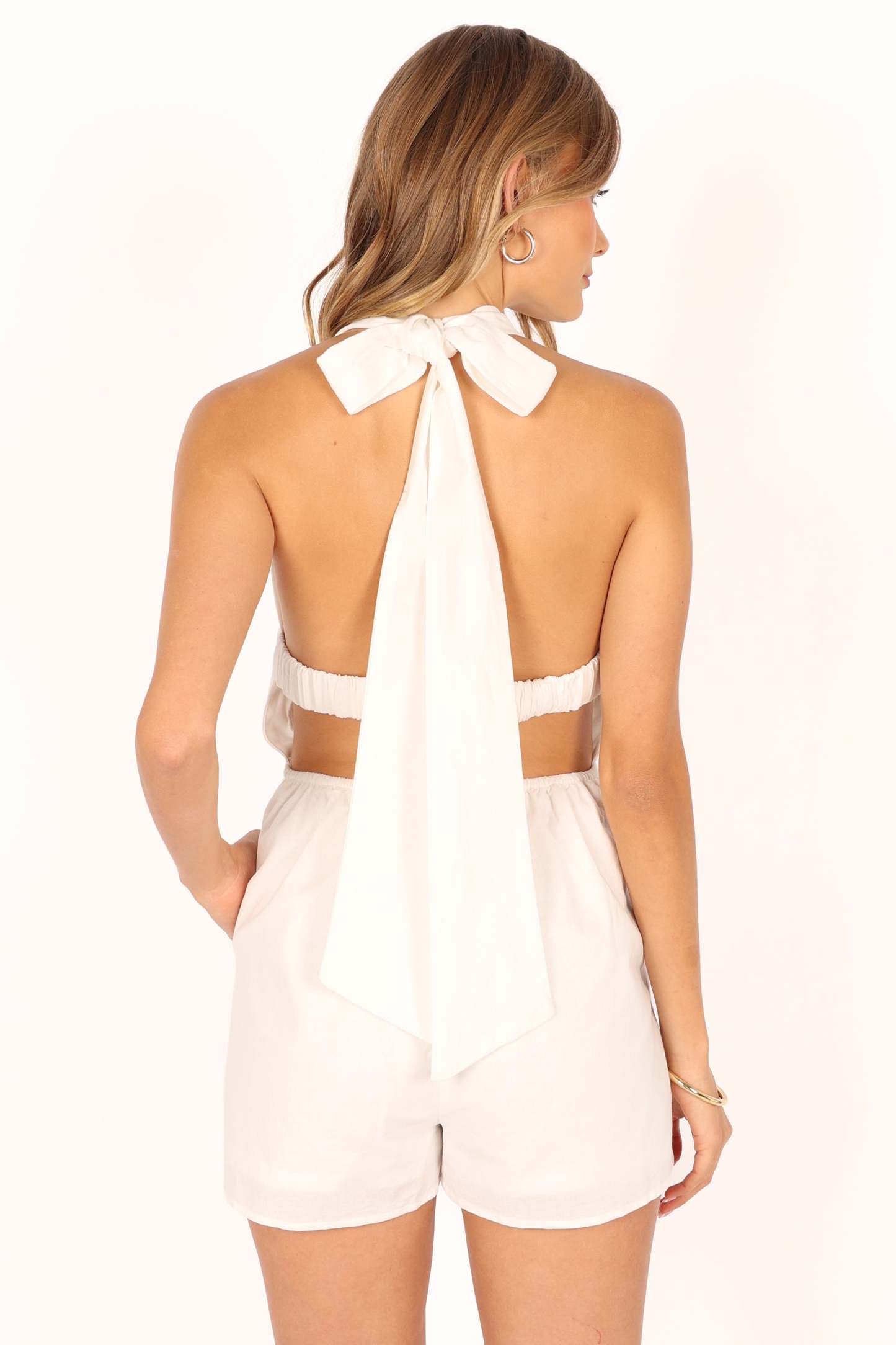 Nelda Halter Romper - White-Sunny Prom