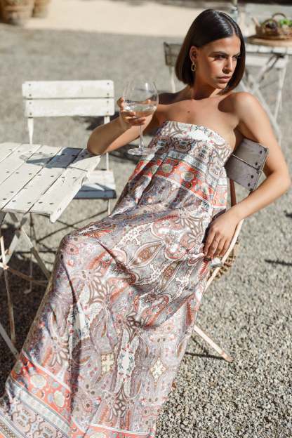 Sarah Strapless Jumpsuit - Multi-Sunny Prom
