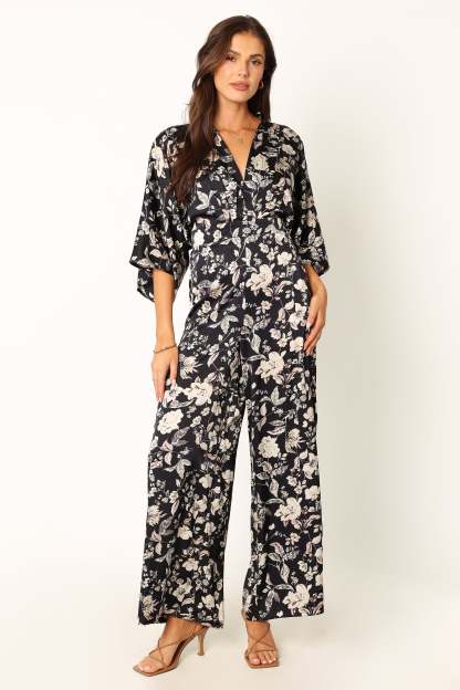 Sasha Jumpsuit - Black Floral-Sunny Prom