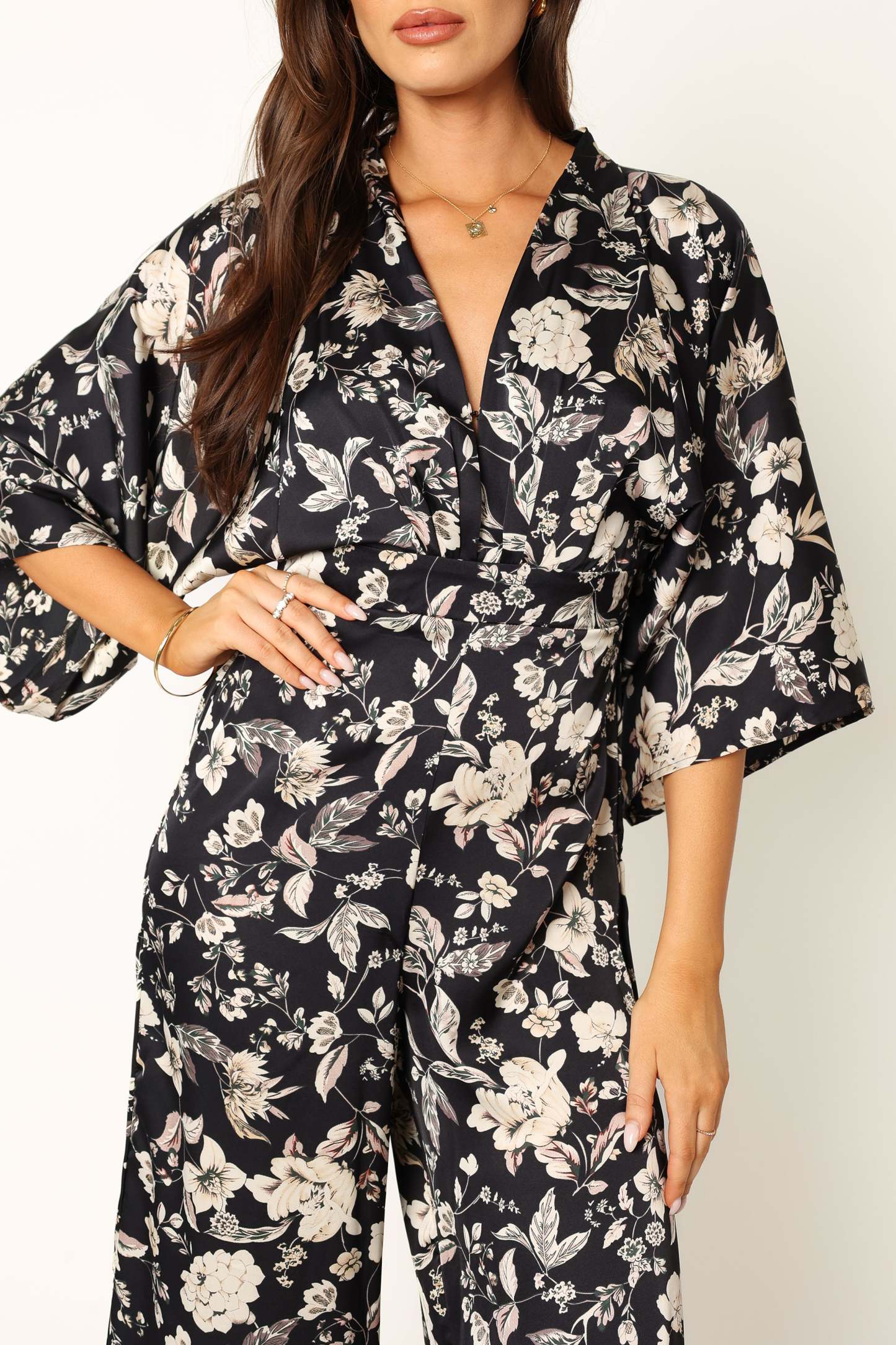 Sasha Jumpsuit - Black Floral-Sunny Prom
