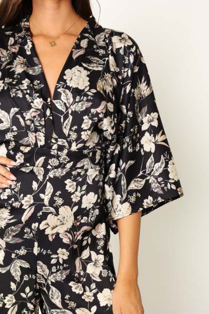 Sasha Jumpsuit - Black Floral-Sunny Prom