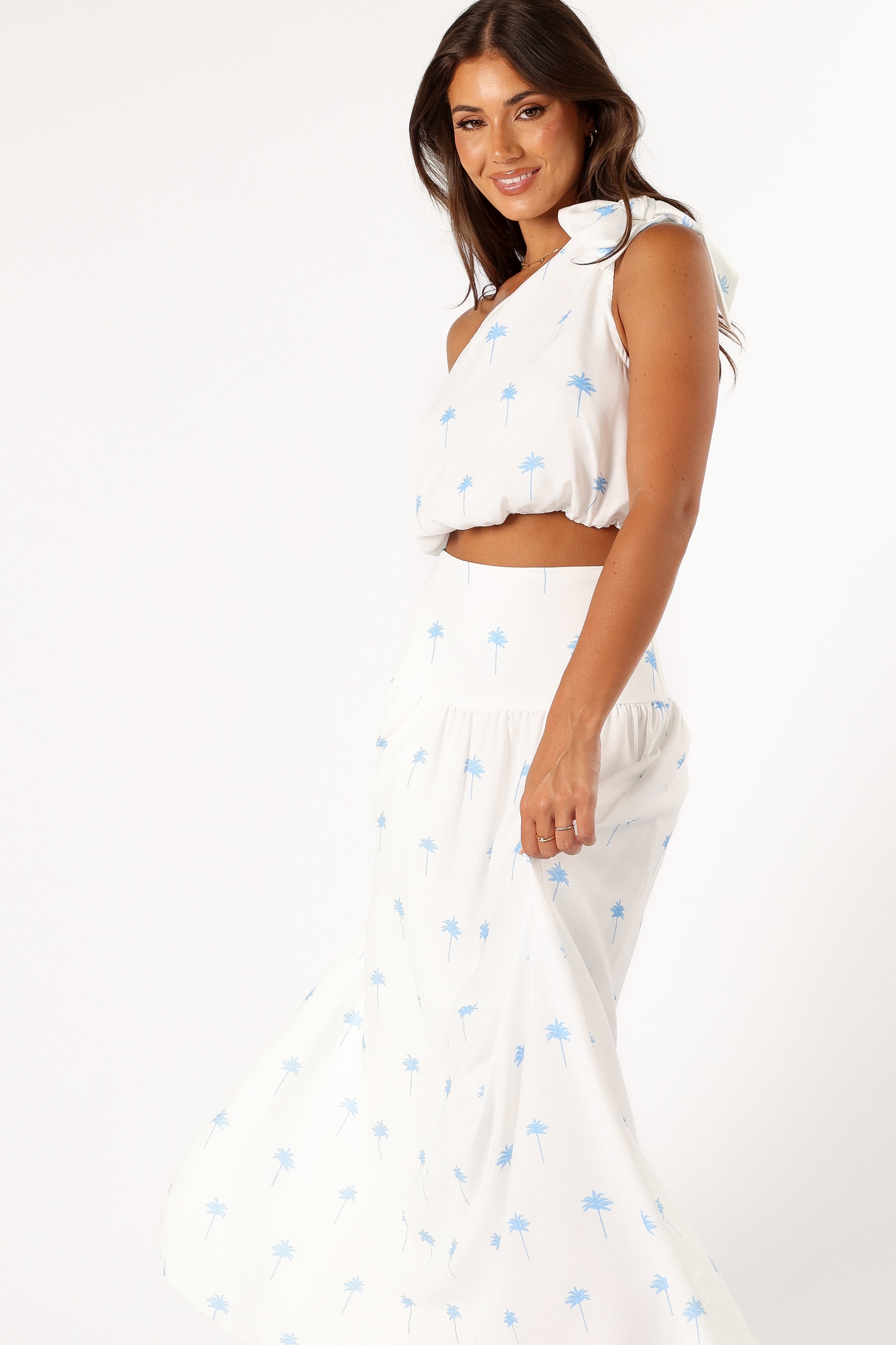 Greer Two Piece Set - White Blue-Sunny Prom