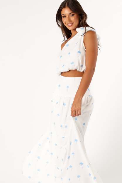 Greer Two Piece Set - White Blue-Sunny Prom