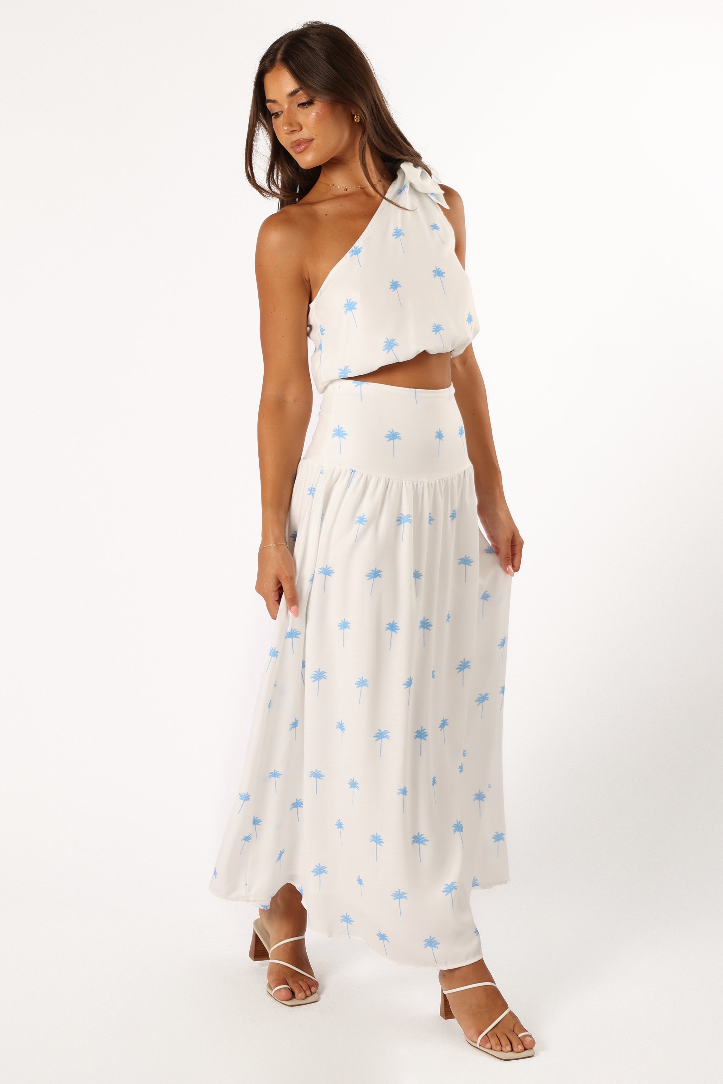Greer Two Piece Set - White Blue-Sunny Prom