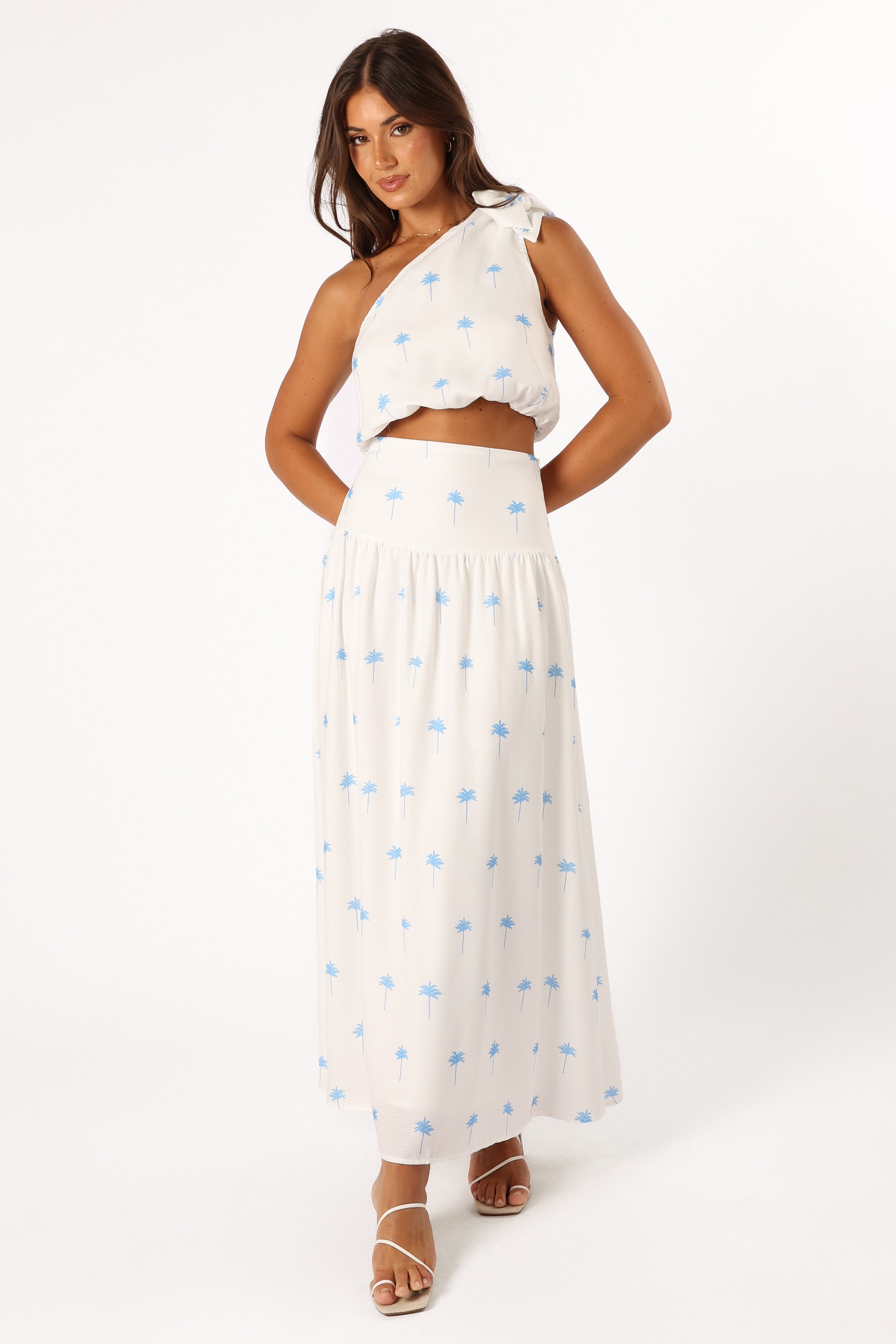 Greer Two Piece Set - White Blue-Sunny Prom