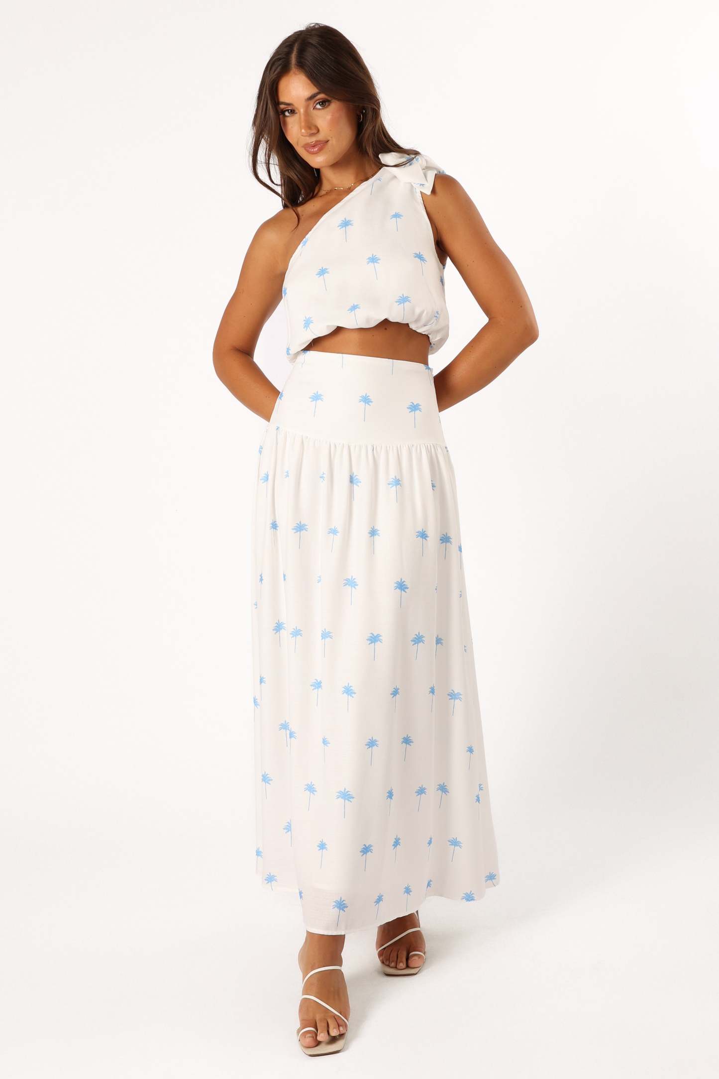 Greer Two Piece Set - White Blue-Sunny Prom