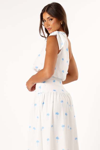 Greer Two Piece Set - White Blue-Sunny Prom