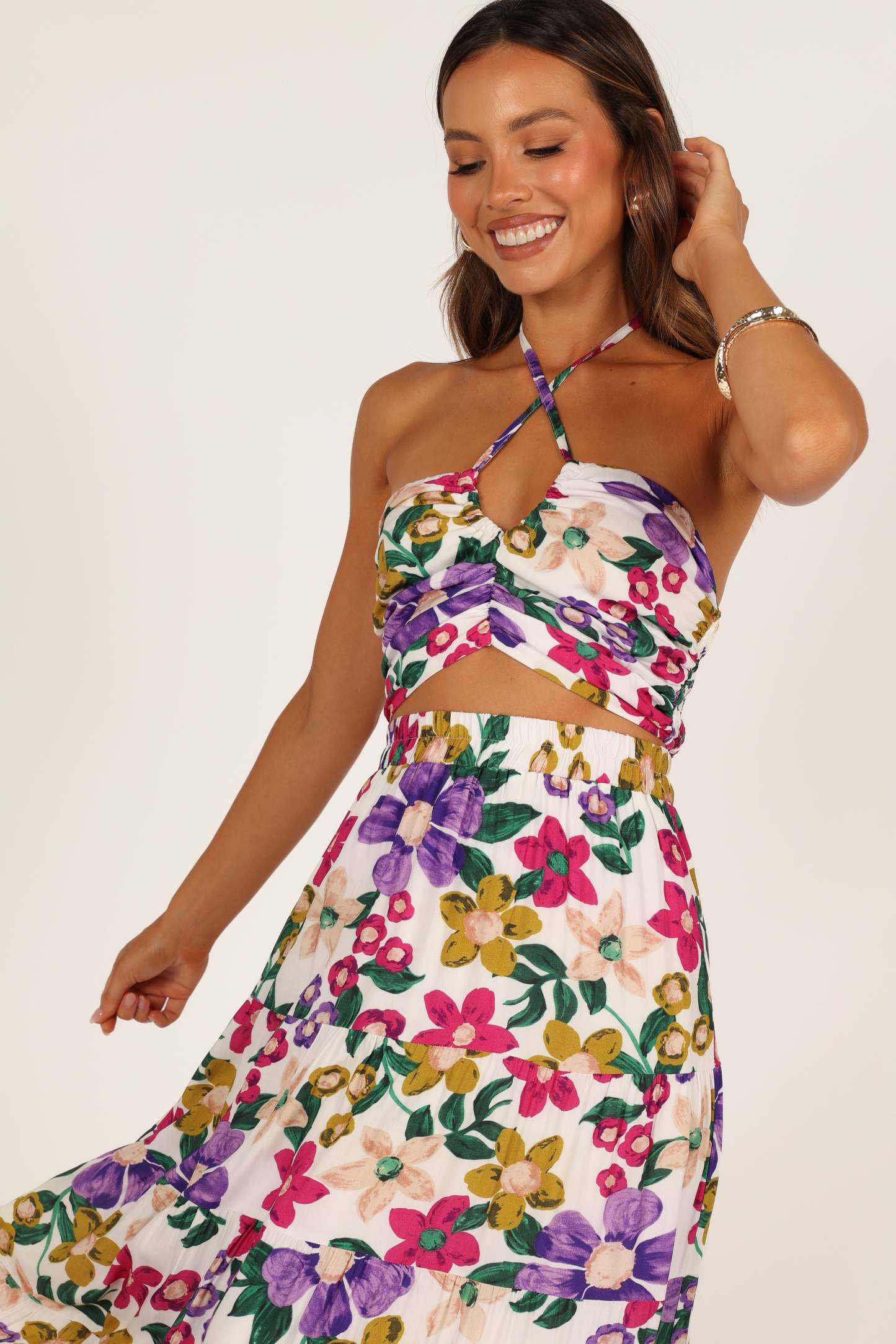 Kari Halter Top Set - Floral-Sunny Prom