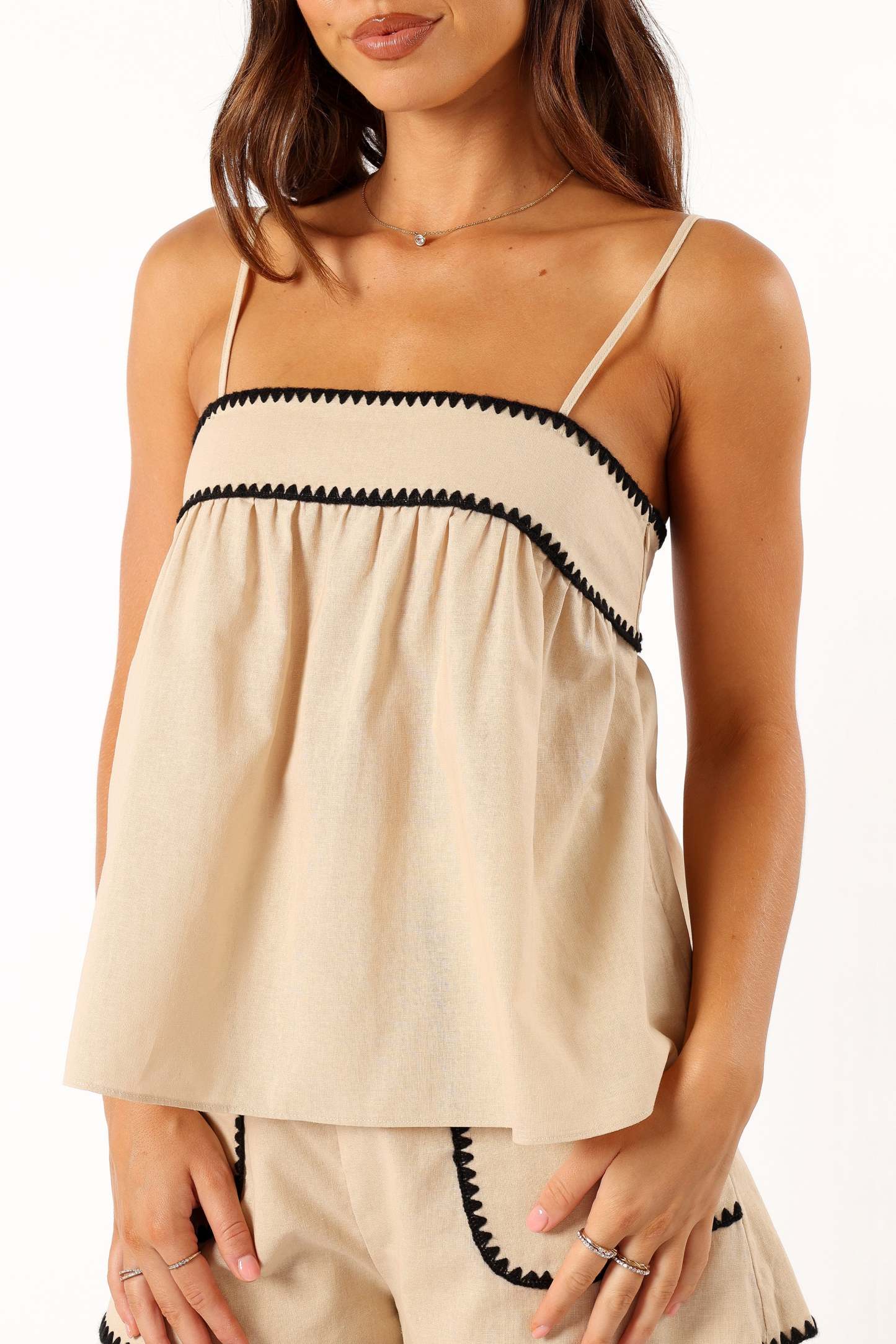 Lila Short Set - Cream Black-Sunny Prom