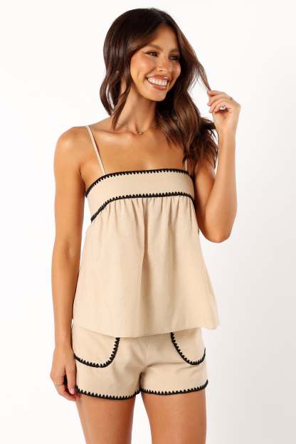 Lila Short Set - Cream Black-Sunny Prom