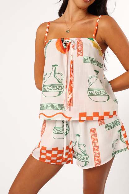 Robinson Short Set - White Orange-Sunny Prom