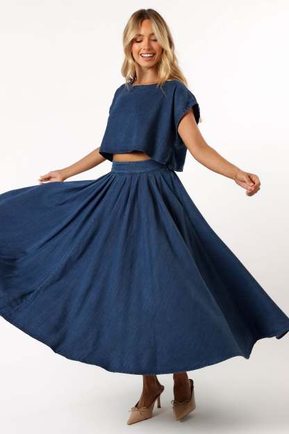 Rylie Two Piece Set - Dark Denim-Sunny Prom