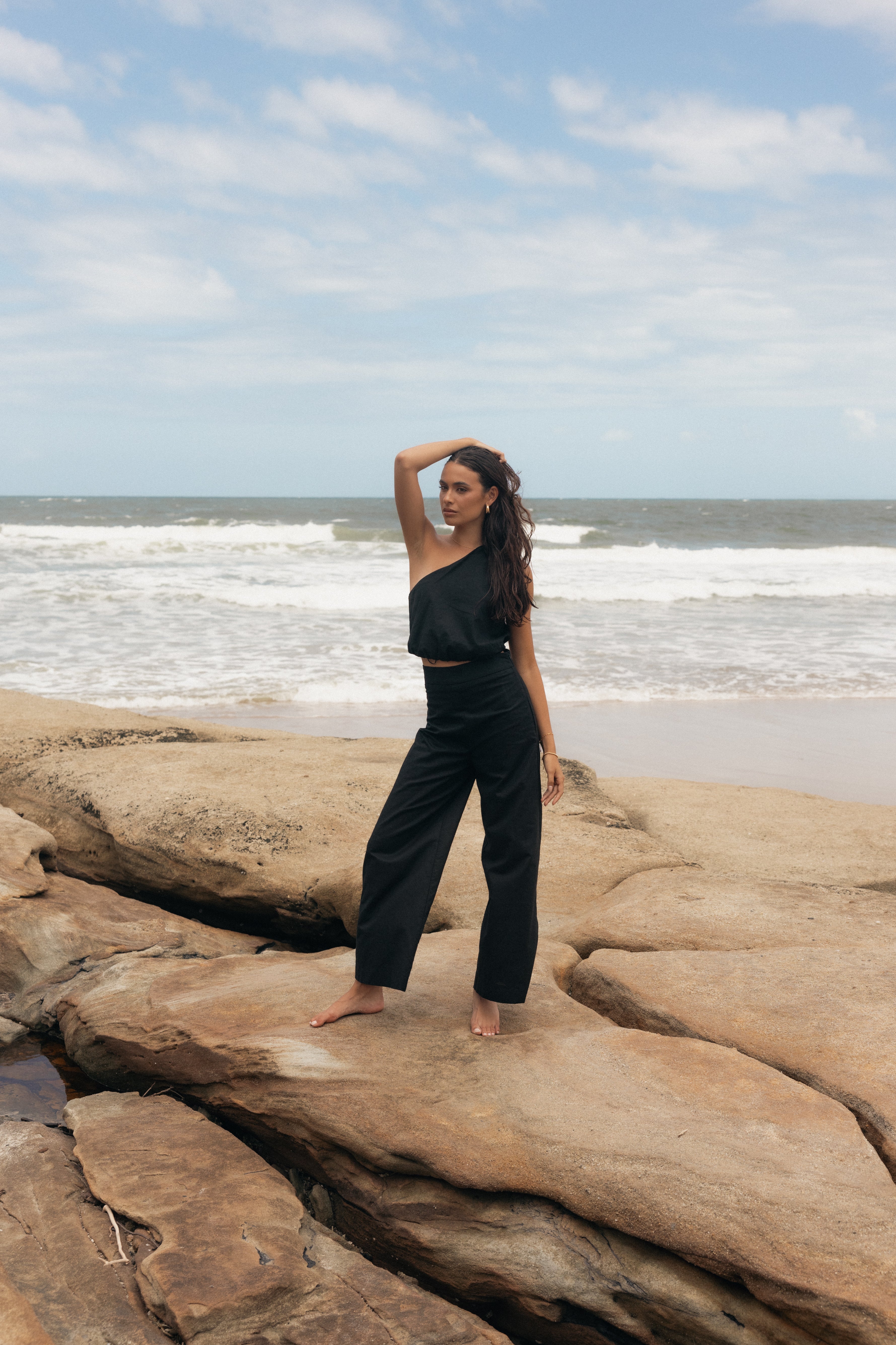Tori Linen Pant Set - Black-Sunny Prom