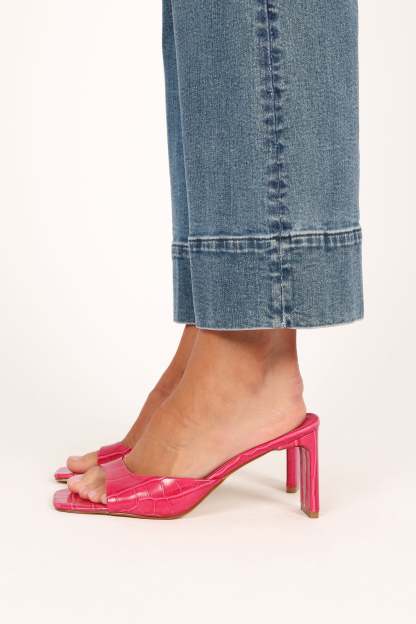 Kinlee Mid Heel Mule - Wild Berry Croc-Sunny Prom