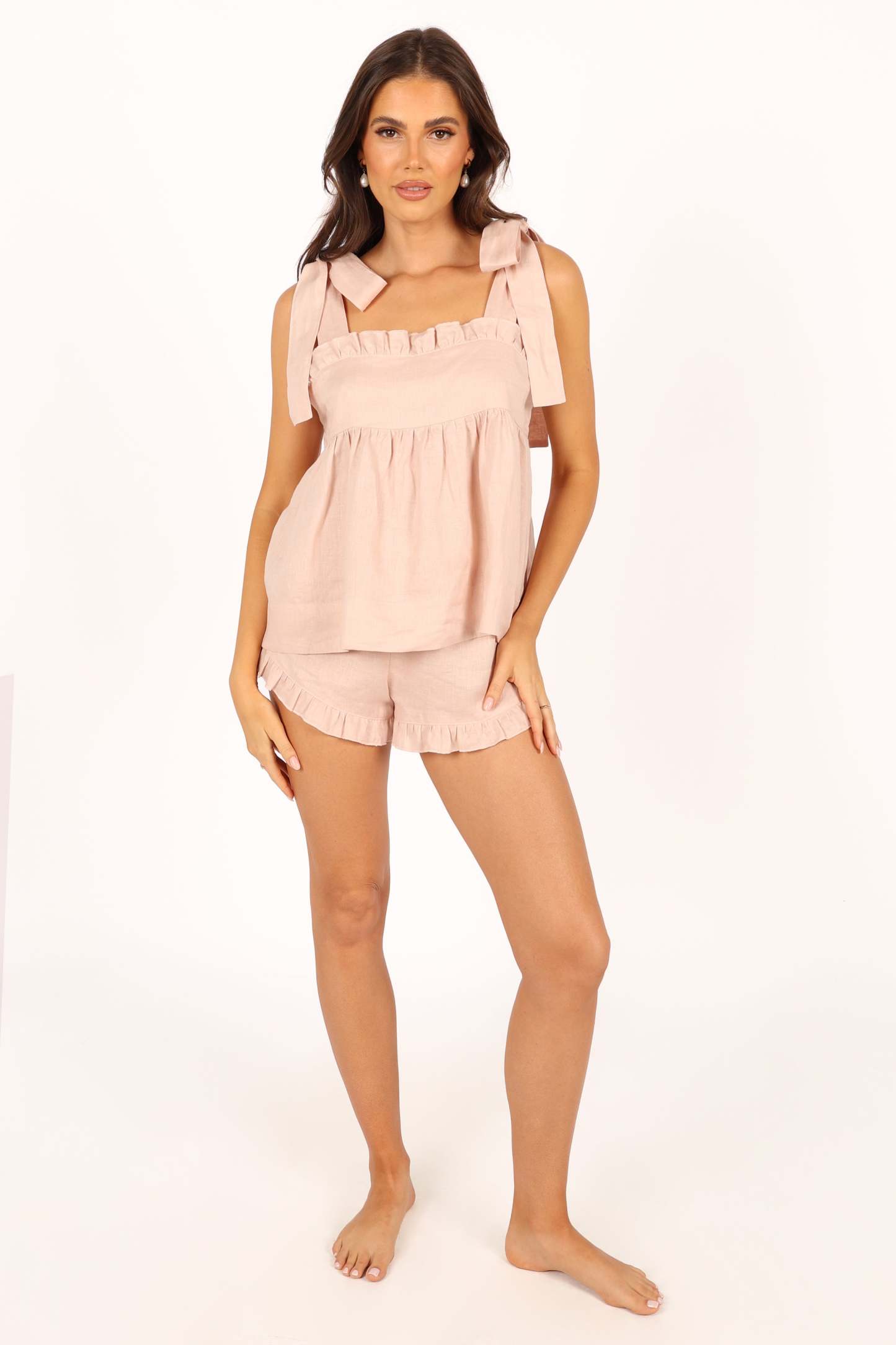 Libby Linen Frill Set - Blush-Sunny Prom