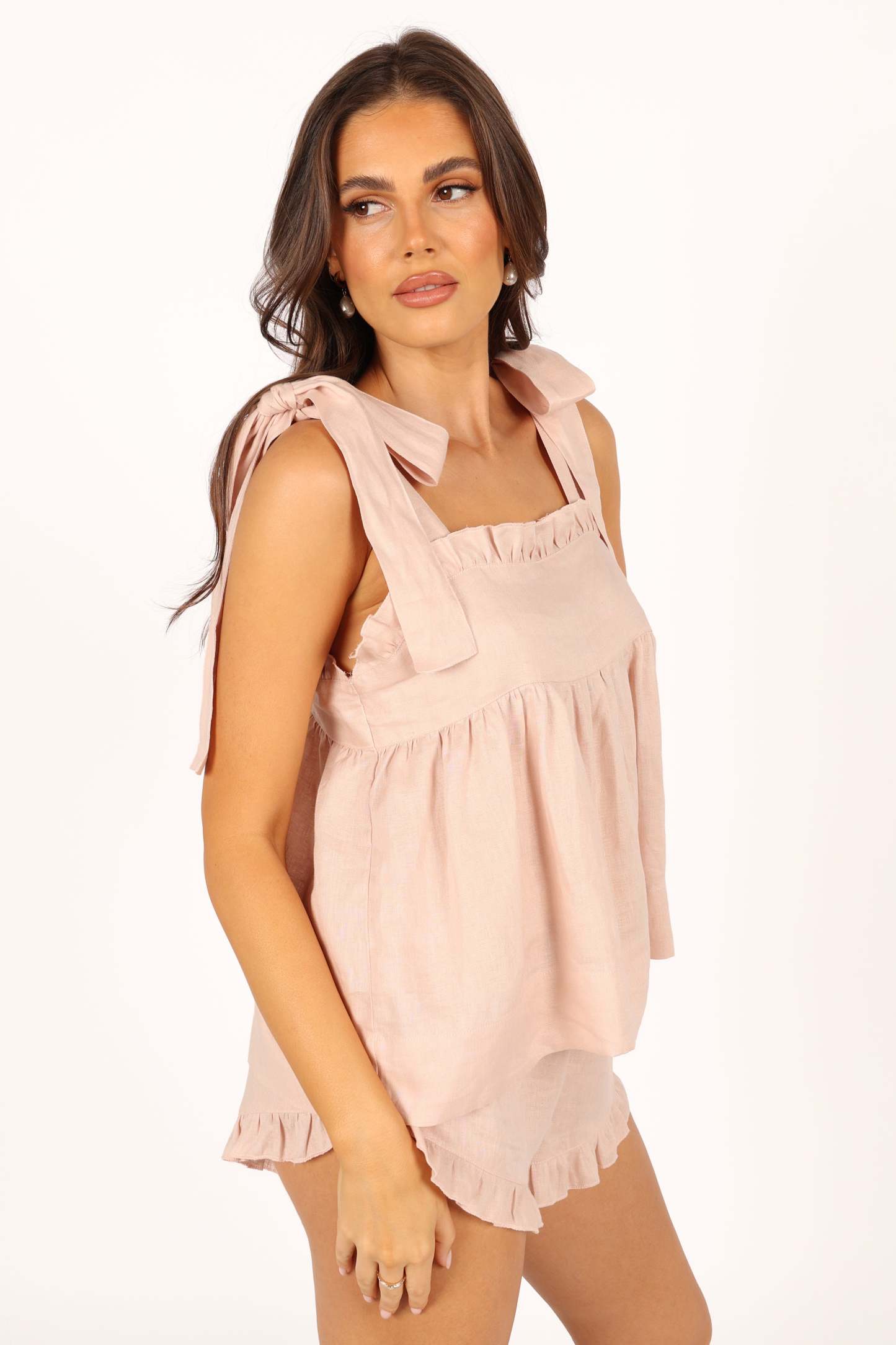 Libby Linen Frill Set - Blush-Sunny Prom
