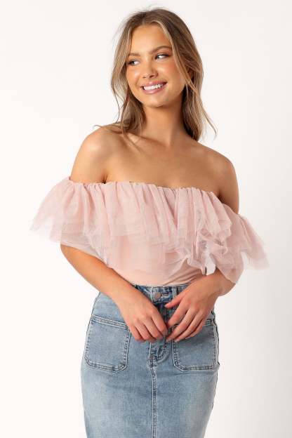 Dae Off Shoulder Bodysuit - Blush-Sunny Prom