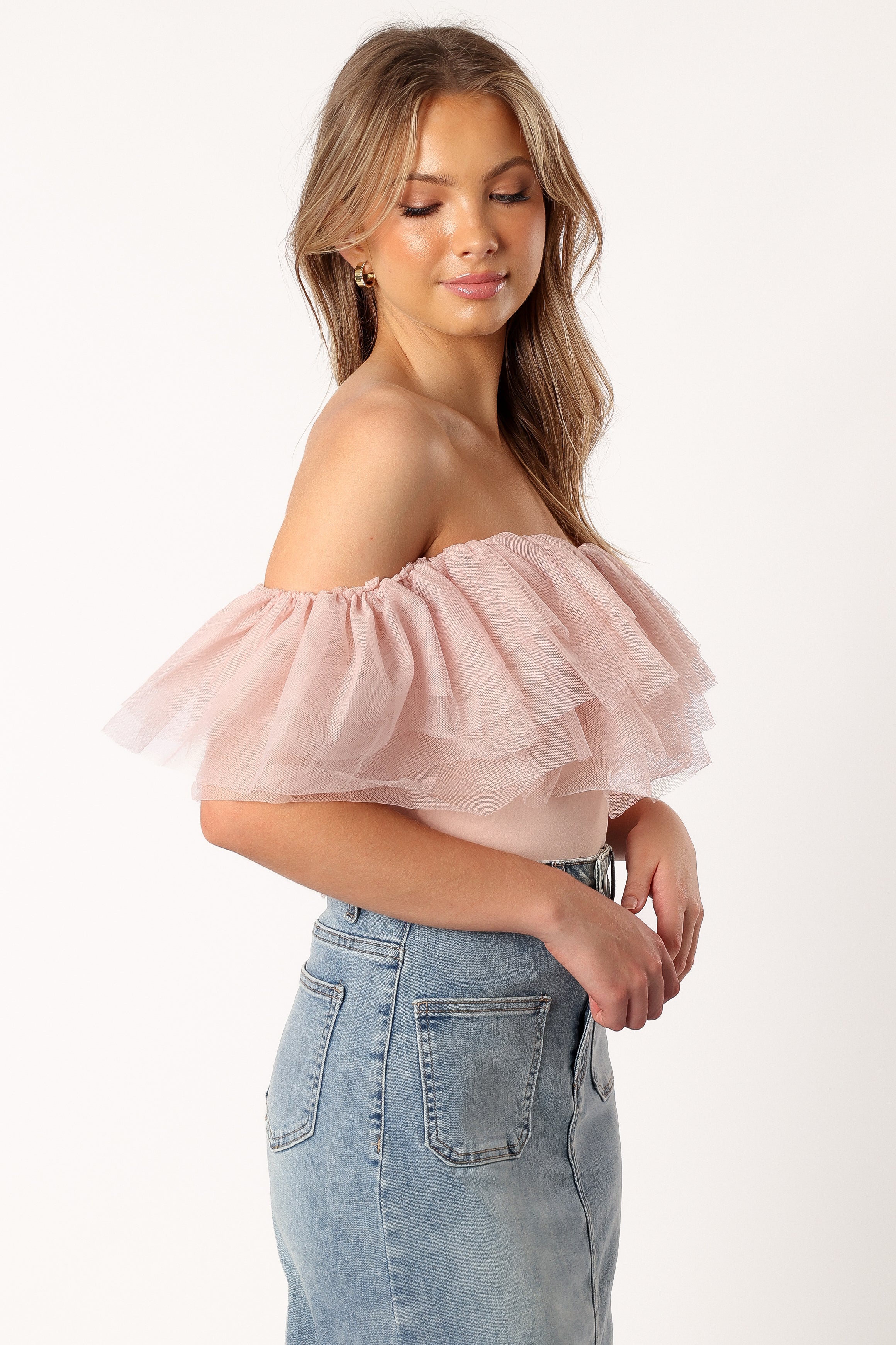 Dae Off Shoulder Bodysuit - Blush-Sunny Prom