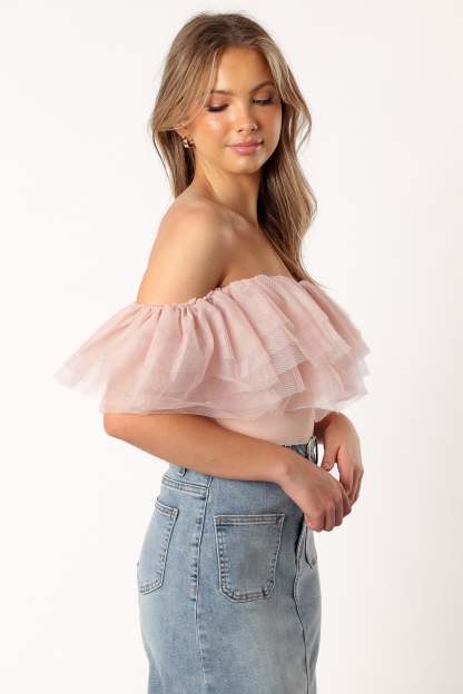 Dae Off Shoulder Bodysuit - Blush-Sunny Prom
