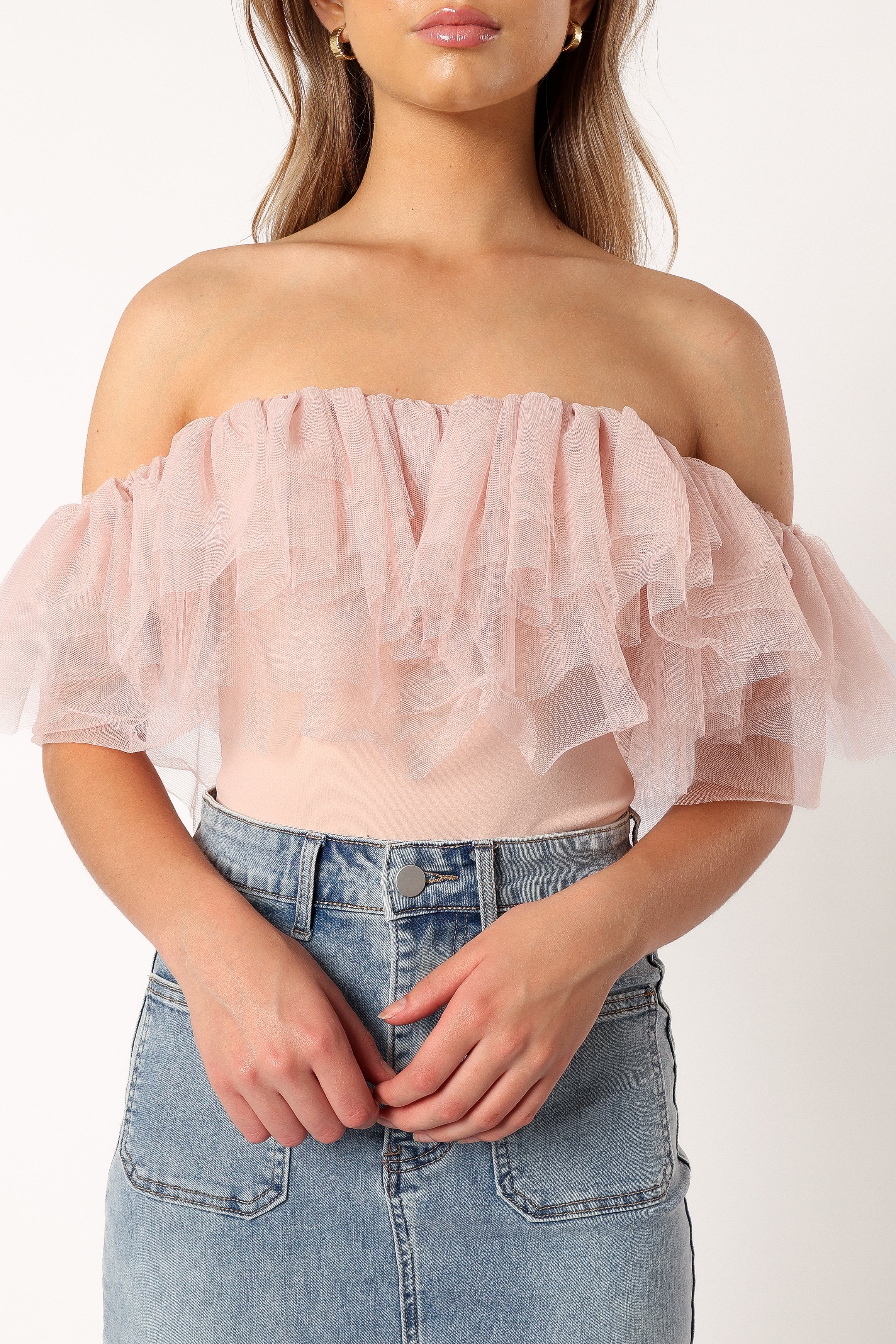 Dae Off Shoulder Bodysuit - Blush-Sunny Prom