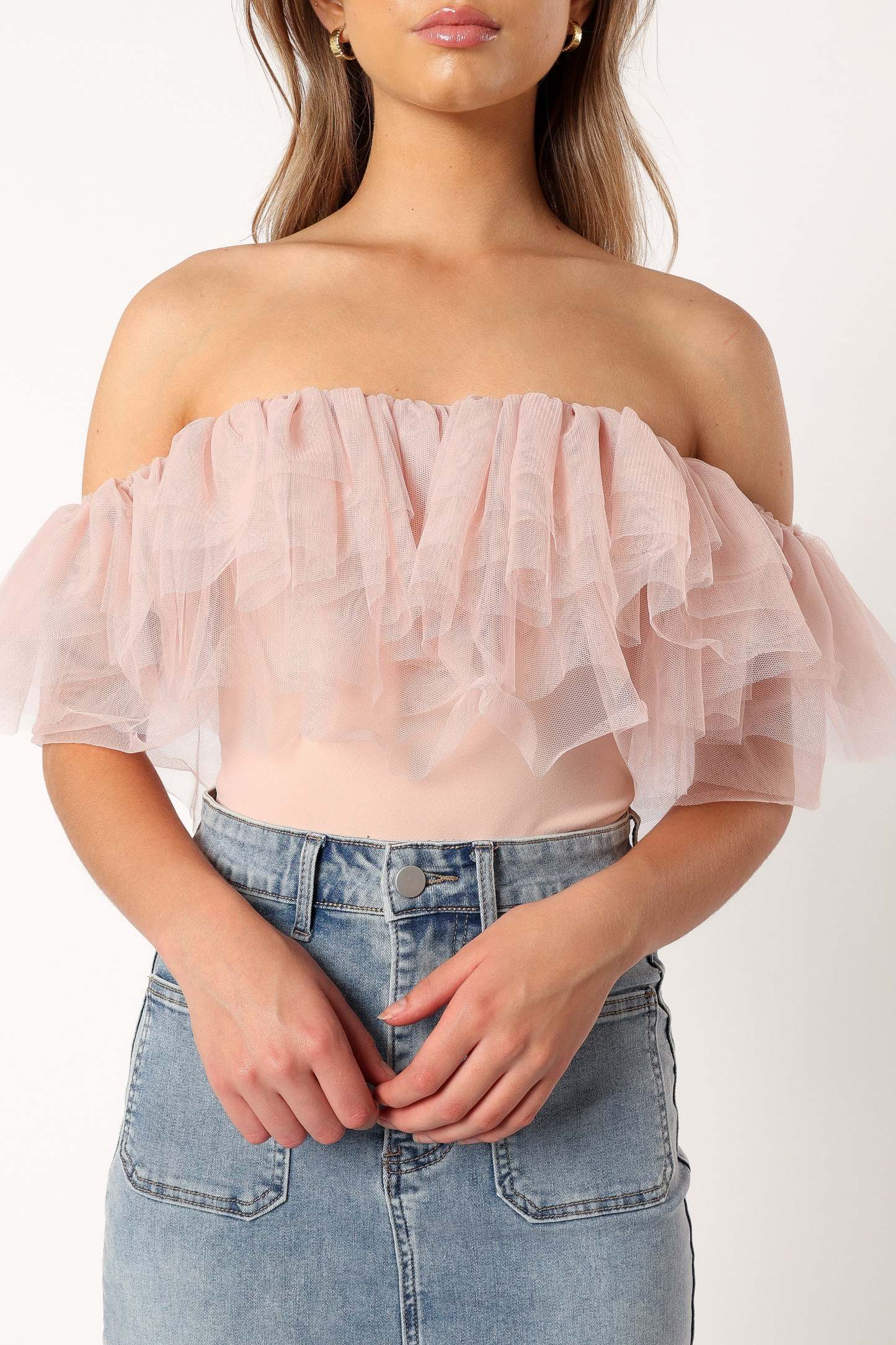 Dae Off Shoulder Bodysuit - Blush-Sunny Prom