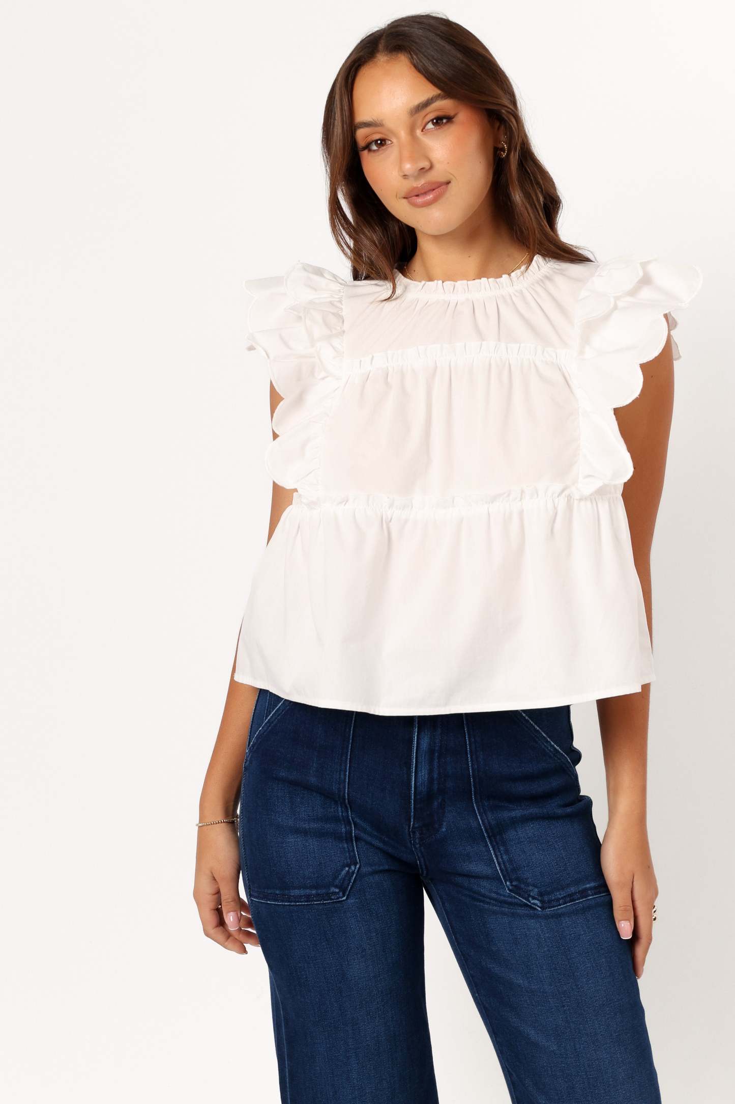 Elaine Ruffle Top - Off White-Sunny Prom