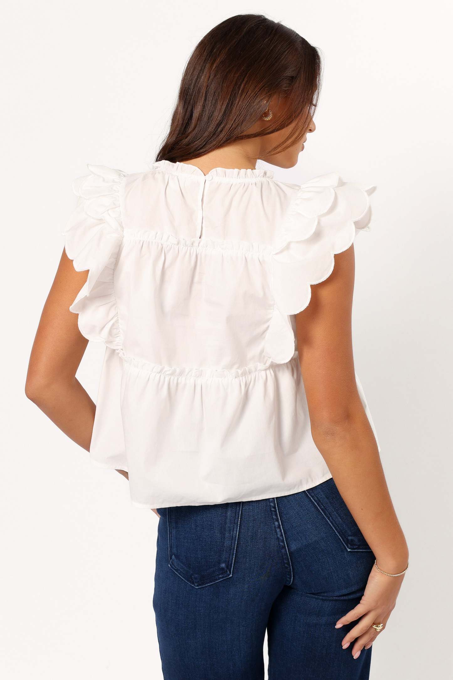 Elaine Ruffle Top - Off White-Sunny Prom
