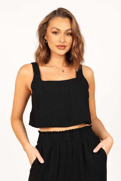Eleanor Cropped Top - Black-Sunny Prom