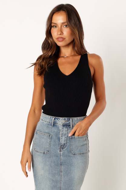 Emily Rib Top - Black-Sunny Prom