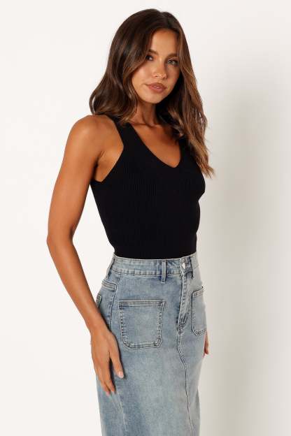 Emily Rib Top - Black-Sunny Prom