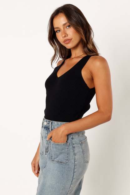 Emily Rib Top - Black-Sunny Prom