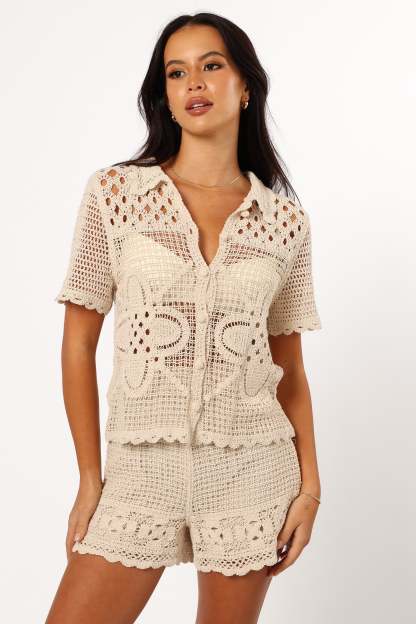 Harlowe Knit Shorts - Natural-Sunny Prom