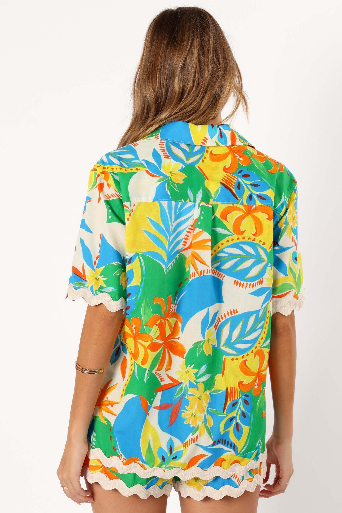 Harriet Button Down Top - Malta Print-Sunny Prom