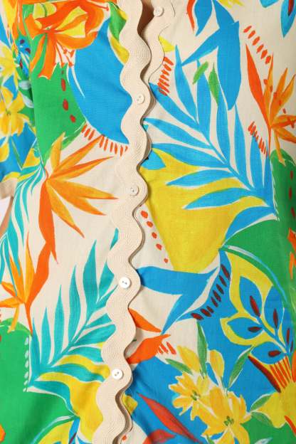Harriet Button Down Top - Malta Print-Sunny Prom