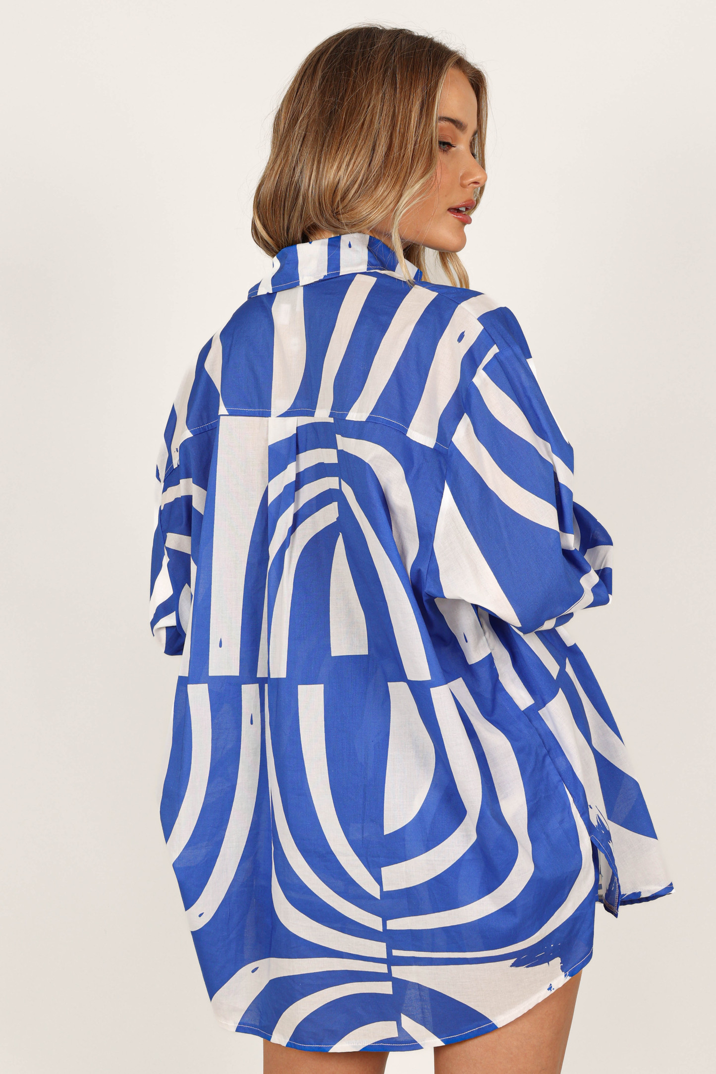 Heather Cotton Shirt - Blue Print-Sunny Prom