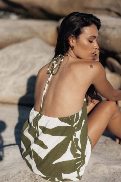 Henri Halter Top - Olive Palm-Sunny Prom