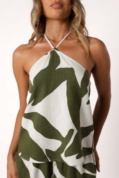 Henri Halter Top - Olive Palm-Sunny Prom