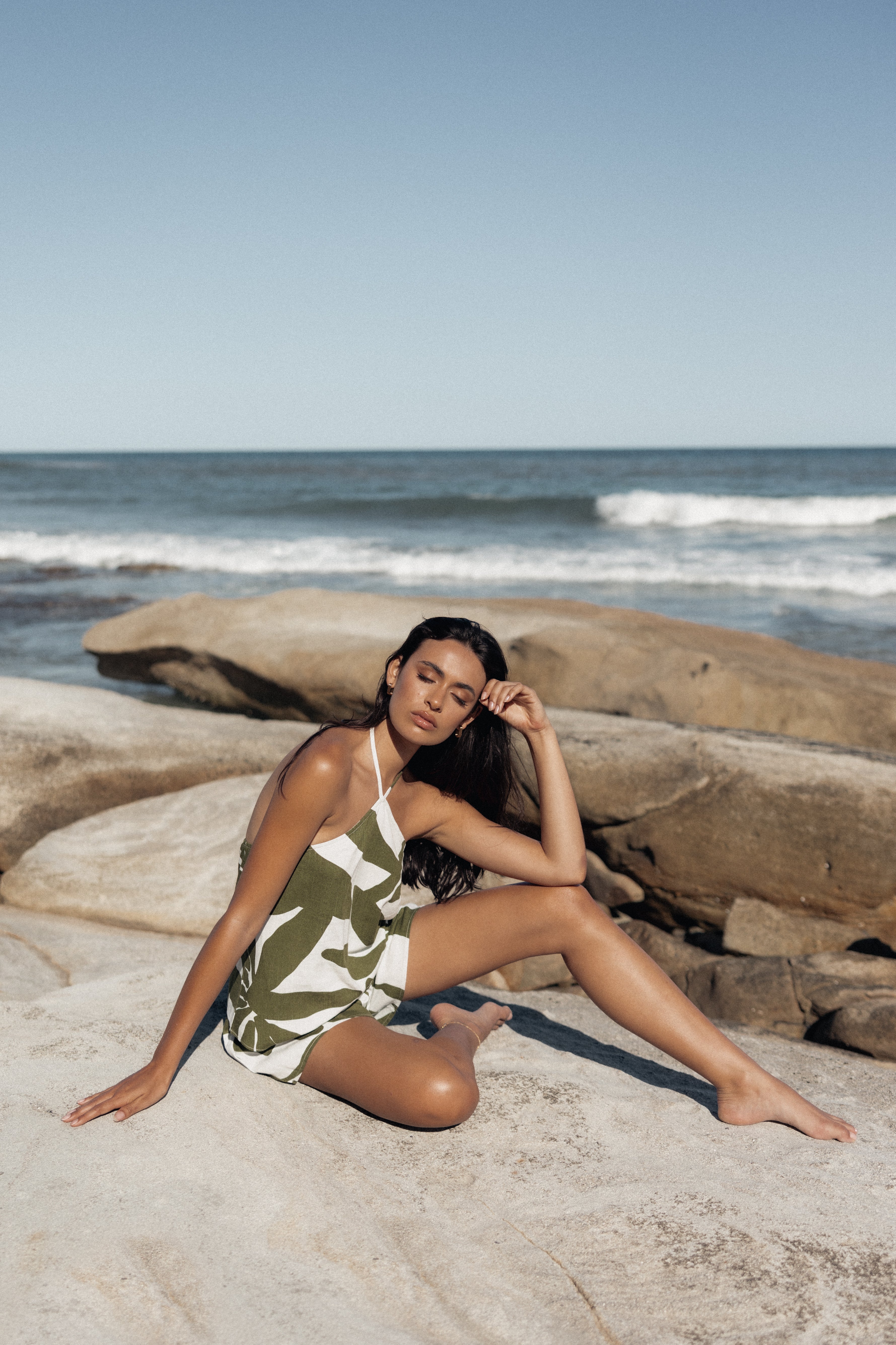 Henri Halter Top - Olive Palm-Sunny Prom
