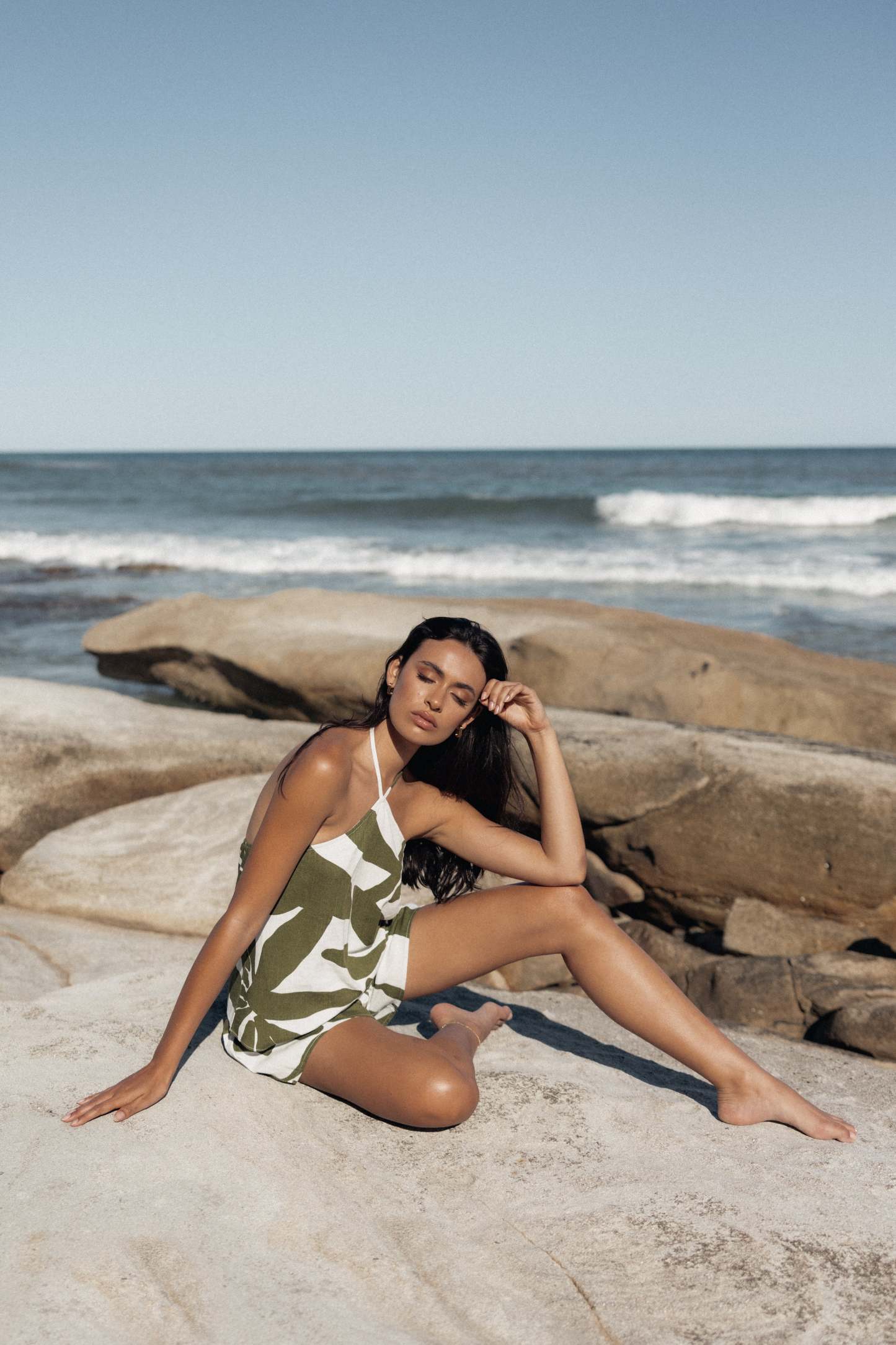 Henri Halter Top - Olive Palm-Sunny Prom